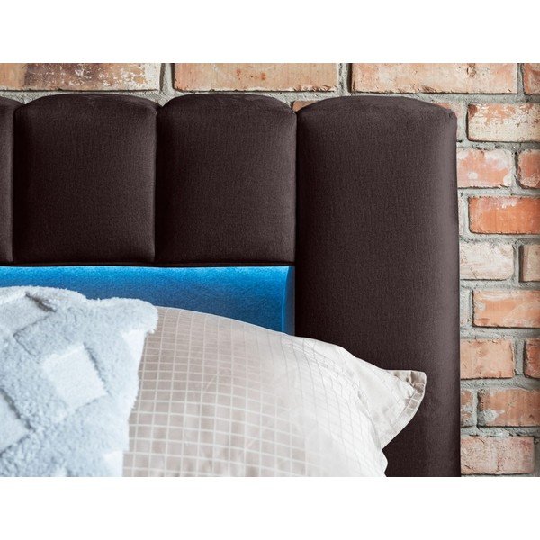 Pat matrimonial maro închis tapițat cu spațiu de depozitare cu somieră 160x200 cm Lamica – ELTAP-image-4