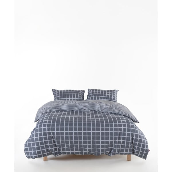 Lenjerie de pat gri din bumbac ranforcé pentru pat dublu, extinsă 240x220 cm Linear Calm Geometric – Mila Home Luxury