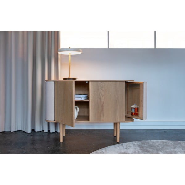 Comodă neagră/maro joasă cu aspect de lemn de stejar 109x75 cm Treasures – UMAGE-image-1