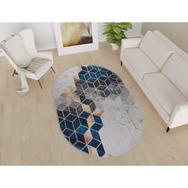 Covor alb/în culoarea petrolului lavabil 60x100 cm – Vitaus-image-1