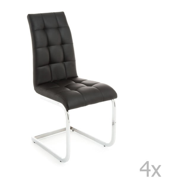 Set 4 scaune cu tapițerie din piele ecologică Tomasucci Cozy, negru