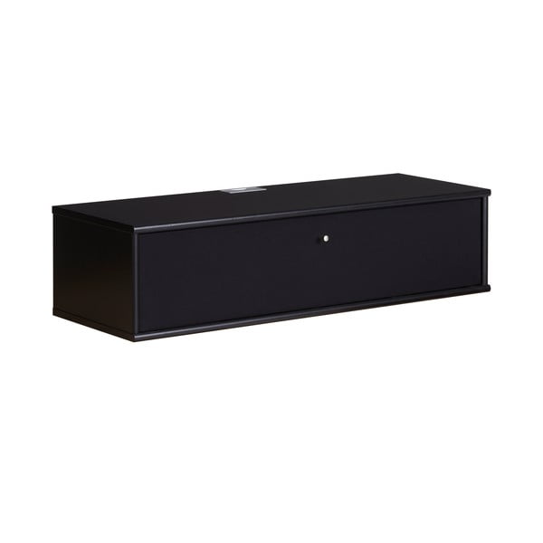 Comodă TV neagră cu aspect de lemn de frasin 89x22 cm Mistral – Hammel Furniture-image-3