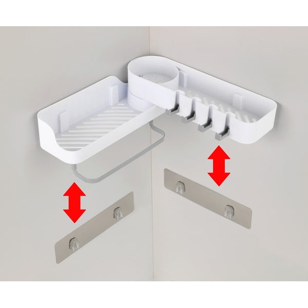 Raft pentru baie alb de colț autoadeziv din plastic - Maximex-image-4