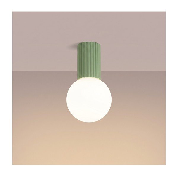Plafonieră verde salvie din sticlă opal ø 12 cm Orbital – Sollux-image-2