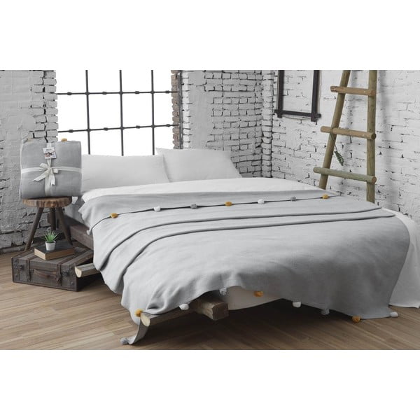 Cuvertură gri din polar, fleece 200x220 cm Pom Pom – Mijolnir-image-1