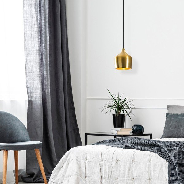 Lustră aurie cu abajur din metal ø 22 cm Dodo – Opviq lights-image-1