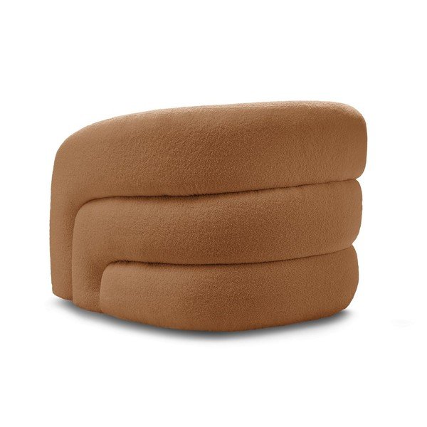 Fotoliu portocaliu pivotant cu tapițerie din țesătură bouclé Elina – Bobochic Paris-image-4