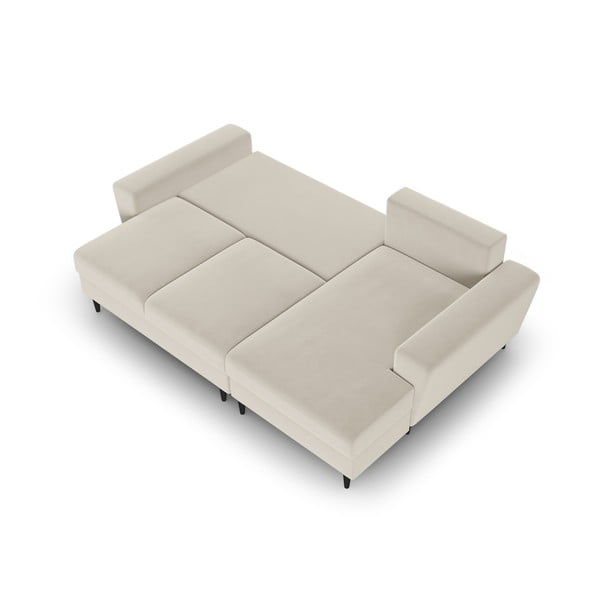 Colțar bej extensibil, cu spațiu de depozitare cu tapițerie din catifea (cu colț pe partea dreaptă, cu șezlong) Kyoto – Cosmopolitan Design-image-2