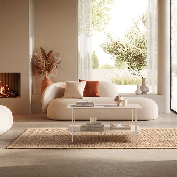 Măsuță de cafea crem din metal 58x90 cm Beatrix – MOME-image-1