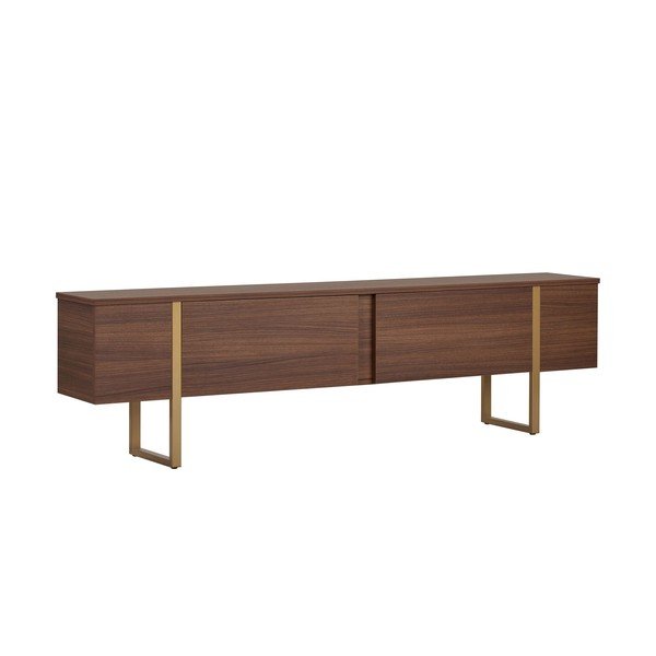 Comodă TV în culoare naturală închisă cu aspect de lemn de nuc 180x50x30 cm Onera – Kalune Design
