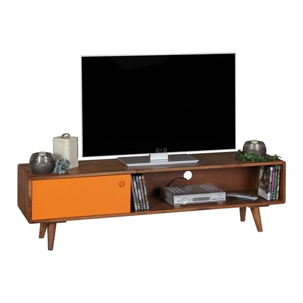 Comodă TV din lemn masiv de palisandru Skyport REPA, înălțime 40 cm, maro-portocaliu