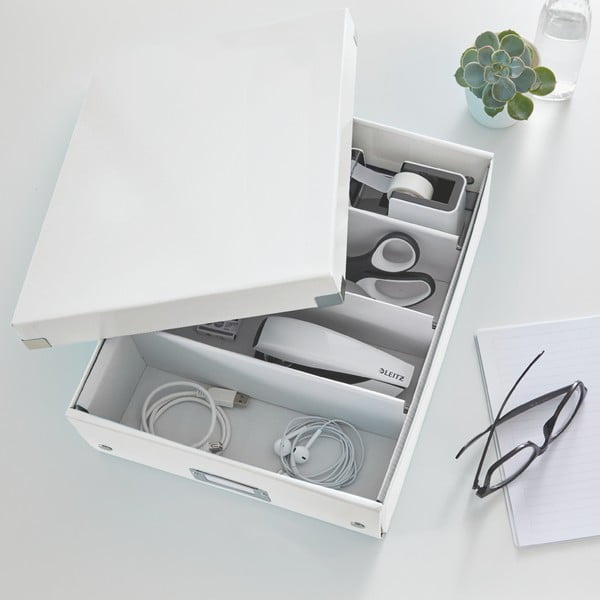 Cutie de depozitare din carton cu capac albă Click&Store - Leitz-image-1