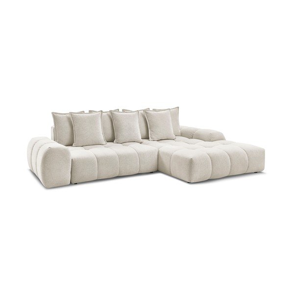 Colțar alb extensibil/cu spațiu de depozitare cu tapițerie din chenille (cu colț pe partea dreaptă/cu șezlong) Everest – Bobochic Paris-image-3