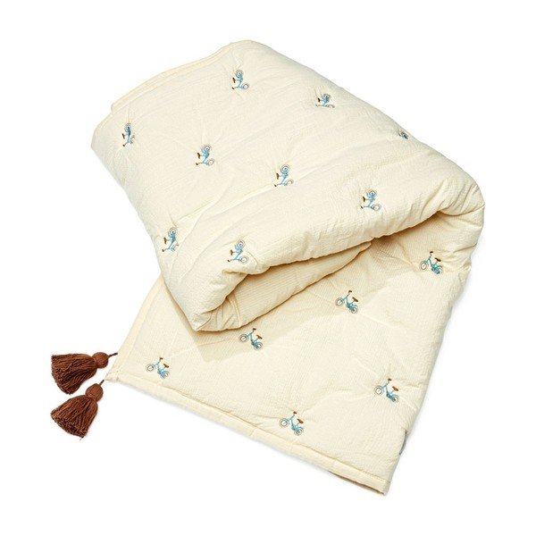 Pătură pentru copii roșie/galben-deschis din bumbac organic matlasată 90x120 cm Bicycles – Cam Cam Copenhagen