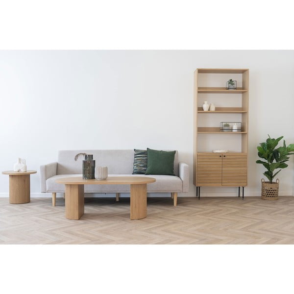 Bibliotecă în culoare naturală cu aspect de lemn de stejar 80x200 cm Kyoto – House Nordic-image-1