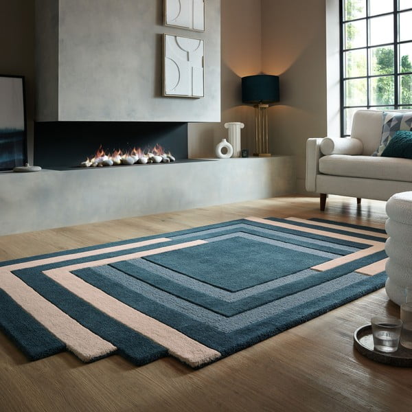 Covor verde închis țesut manual din lână 150x240 cm Labyrinth Shaped – Flair Rugs-image-1