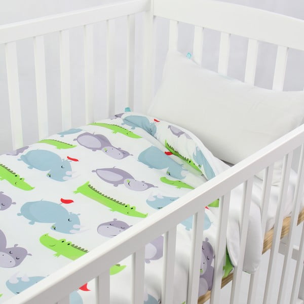 Husă pilotă și pernă din bumbac pentru copii Mr. Fox Hippo 100 x 120 cm-image-1