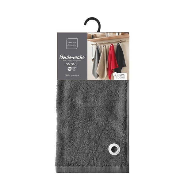 Prosop gri antracit din bumbac din frotir 50x50 cm Cuistot – douceur d'intérieur-image-3