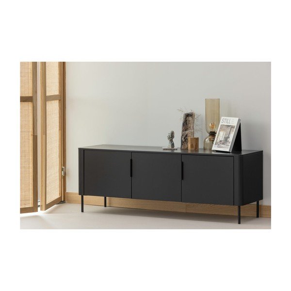 Comodă TV negru-mat din lemn de pin 154x56x44 cm Gunnar – WOOOD-image-1