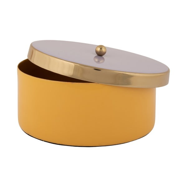Cutie de depozitare galbenă din metal decorativă ø 16x6 cm Double Funky – PT LIVING-image-3