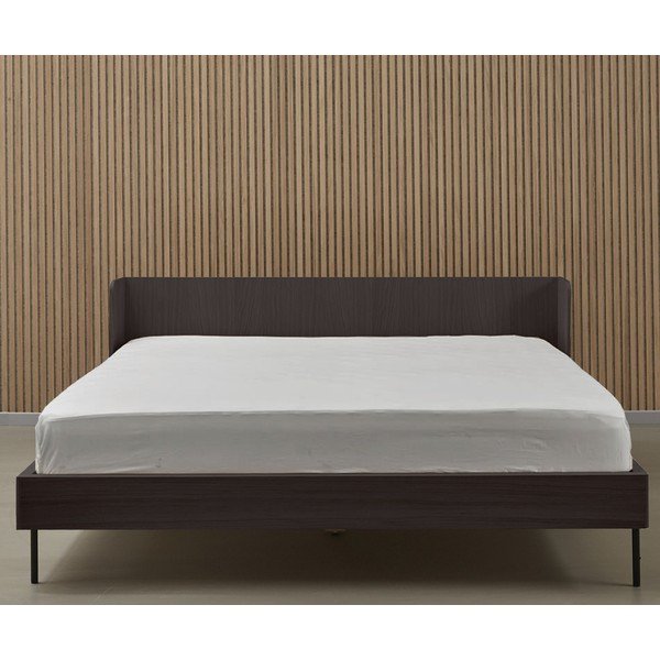 Pat matrimonial negru cu aspect de lemn de stejar 160x200 cm Wrap – Bonami Selection-image-3