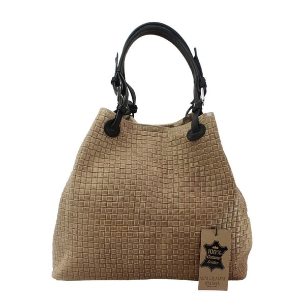Geantă din piele Chicca Borse Tessa, taupe-image-2