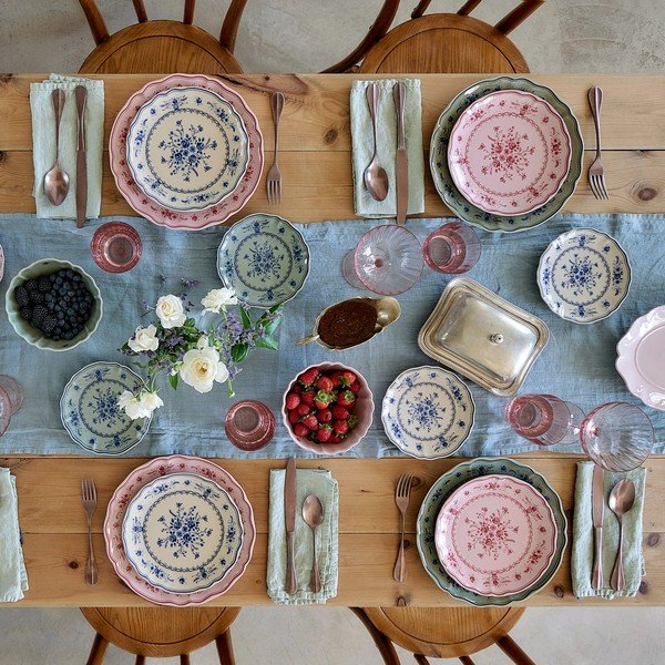 Farfurie albastră/bej pentru desert  din gresie ø 17 cm Vila – Costa Nova-image-3