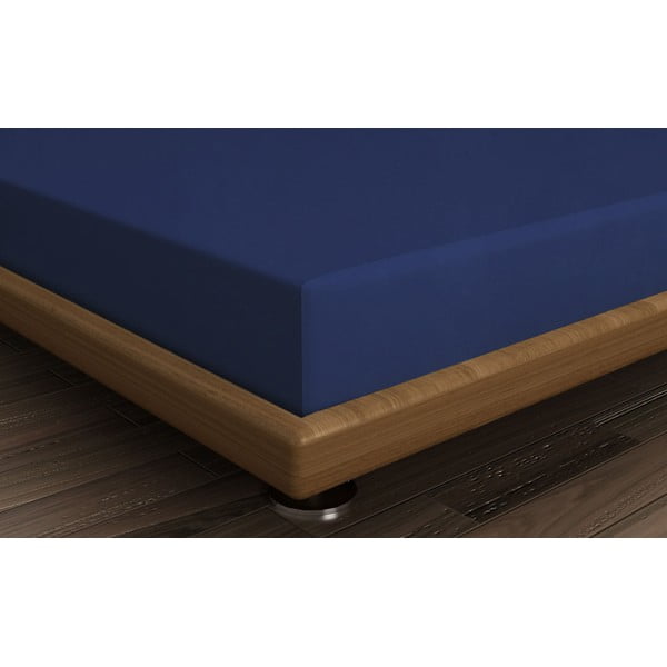 Cearceaf albastru închis din bumbac cu elastic 140x200 cm – Mijolnir-image-1