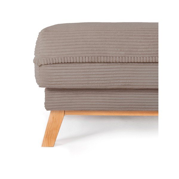 Taburet taupe cu tapițerie din catifea reiată Tori – Bonami Selection-image-2