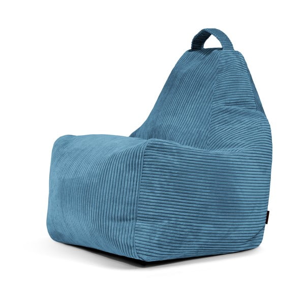 Fotoliu bean bag albastru cu tapițerie din catifea reiată Play Amuse – SLOWDOWN