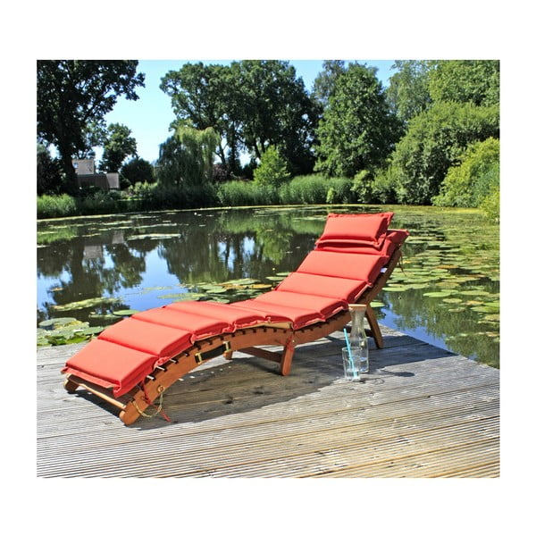 Șezlong de grădină din lemn de eucalipt cu saltea Garden Pleasure Nassau-image-3