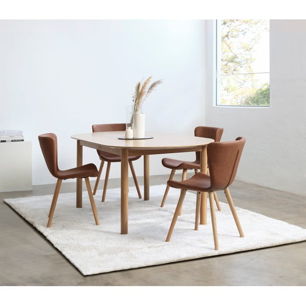 Scaune de dining maro 2 buc. din metal Teslin – Unique Furniture-image-1