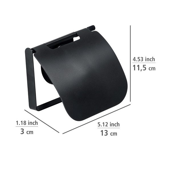 Suport de perete pentru hârtie igienică Wenko Static-Loc® Plus, negru-image-1