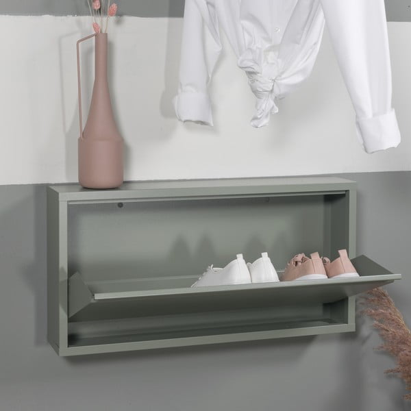 Pantofar verde prăfuit cu deschidere înclinată din metal 75x37,5x12,5 cm Billy – Spinder Design-image-1