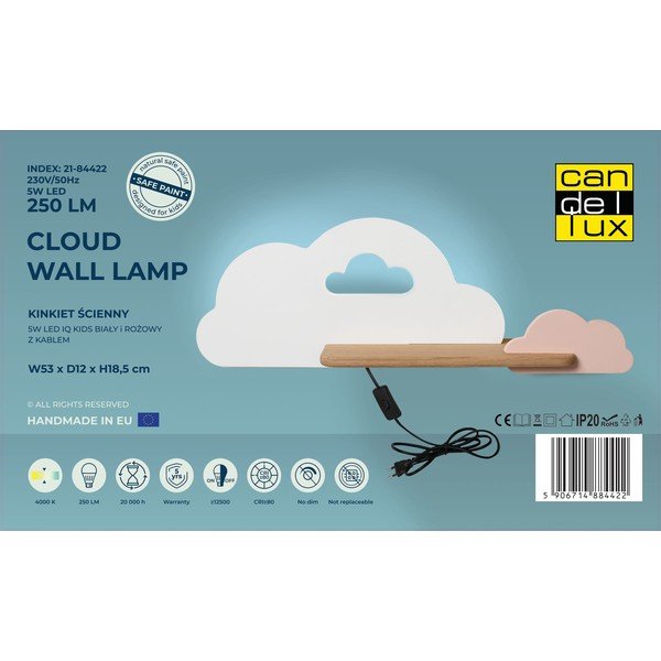 Corp de iluminat pentru copii alb/roz Cloud – Candellux Lighting-image-3