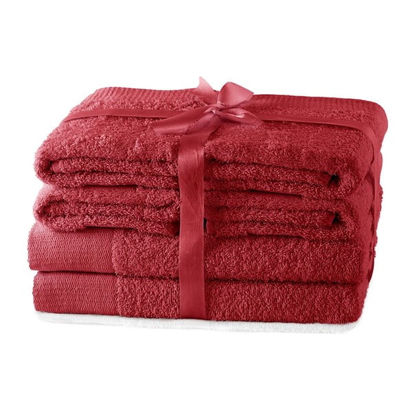 Prosoape de baie roșii 6 buc. din bumbac din frotir Amari – Restilo