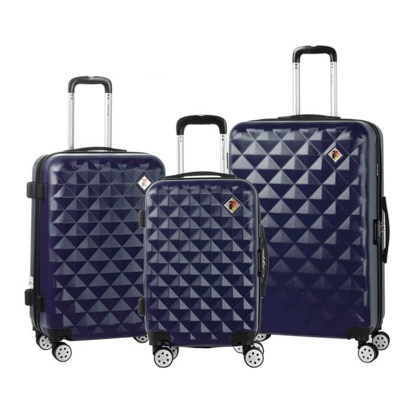 Set 3 valize cu roți Pierre Cardin, albastru închis