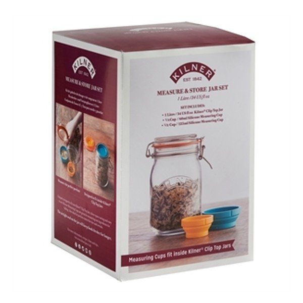 Recipient ermetic din sticlă pentru alimente și cupe de măsurare Kilner, 1 L-image-1