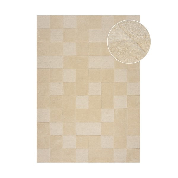 Covor din lână bej 170x120 cm Checkerboard - Flair Rugs