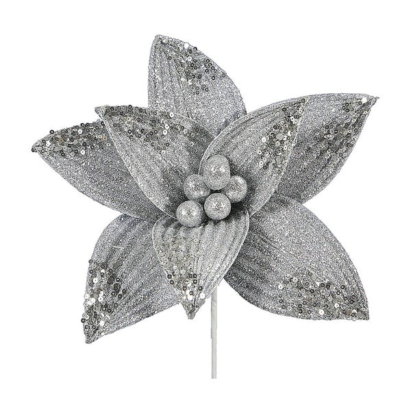Decorațiune din plastic în formă de floare pentru Crăciun DecoKing Rea, argintiu