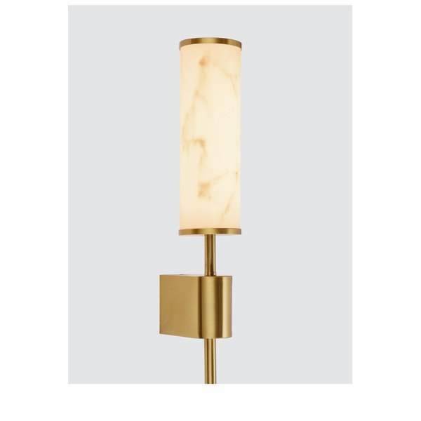 Aplică de perete albă/alămie LED cu aspect de piatră Nolia – Nova Luce-image-1