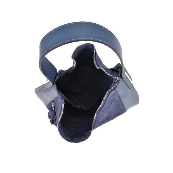 Geantă din piele Isabella Rhea Moon Blu, albastru-image-3