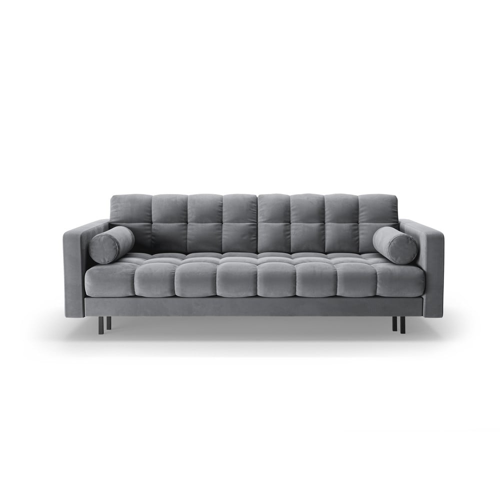 Canapea gri deschis extensibilă, cu spațiu de depozitare cu tapițerie din catifea 222 cm Bali – Cosmopolitan Design