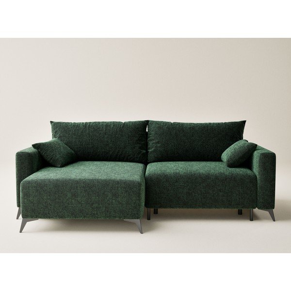 Colțar verde închis extensibil/cu spațiu de depozitare cu tapițerie din chenille (cu colț pe partea stângă/cu șezlong) Leon – Maison de Rêve-image-2