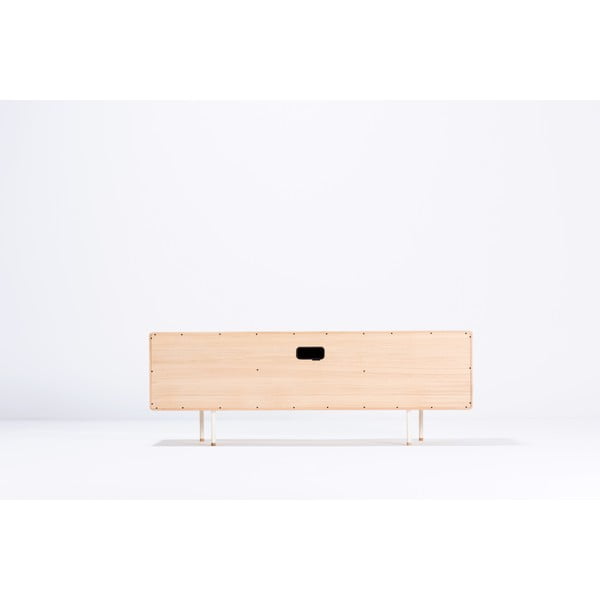 Comodă TV albă/în culoare naturală din lemn de stejar 180x64 cm Fina – Gazzda-image-4