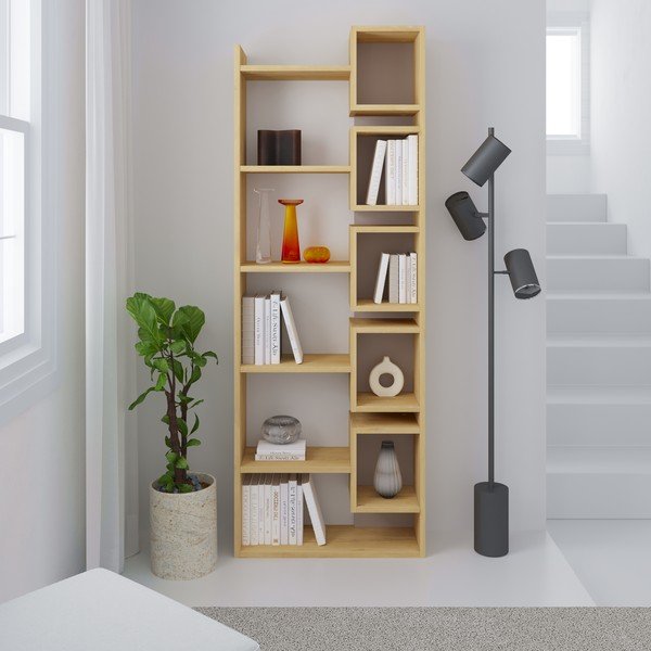 Bibliotecă cu aspect de lemn de stejar 60x168,5 cm Eladi – Marckeric-image-3