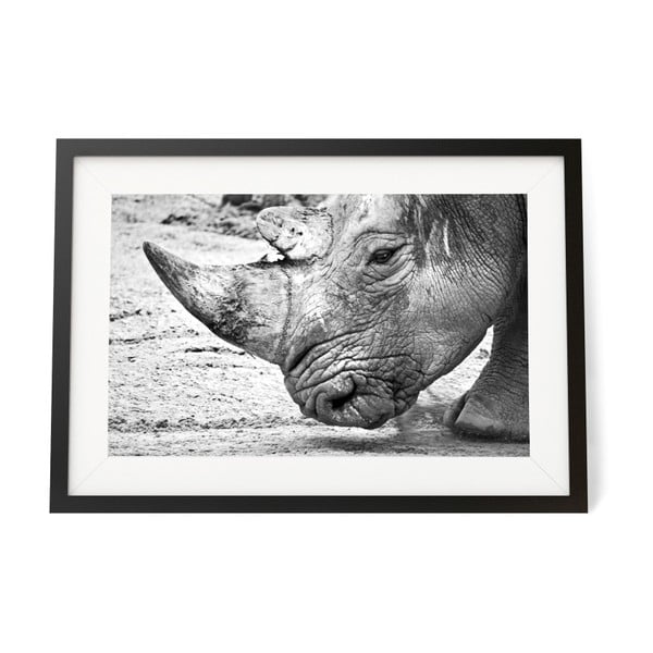 Poster cu ramă We Love Home Rhinoceros, 30 x 40 cm