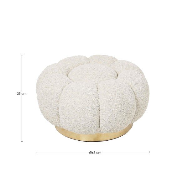 Taburet crem cu tapițerie din țesătură bouclé Florel – Bizzotto-image-4