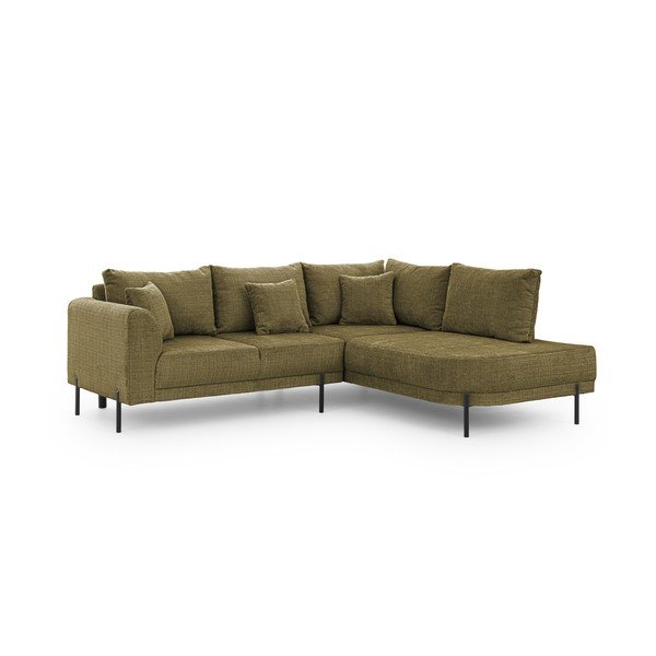 Colțar verde cu tapițerie din chenille (cu colț pe partea dreaptă/în formă de ”L”) Mauris  – Ropez-image-2