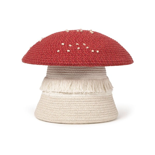 Coș de jucării pentru copii roșu-crem din material textil ø 38x33 cm Big Mushroom – Lorena Canals
